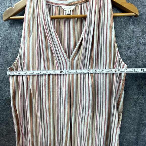 Max Studio Top Womens Medium Brown Tan Flowy Retro Boho Stretch - Picture 4 of 7